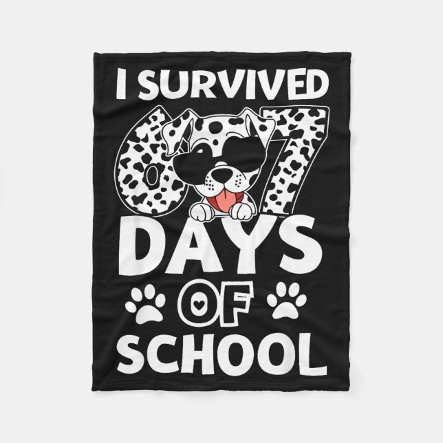 Cobertor De Velo I Survived 67 Days Of School Dabbing Dalmatian Dog (Frente)