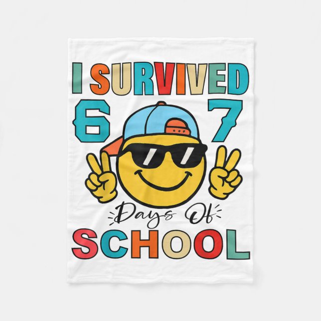 Cobertor De Velo I Survived 67 Days Of School Funny 67 Meme Student (Frente)