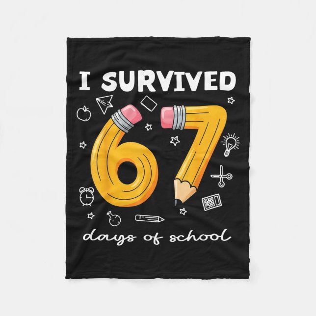 Cobertor De Velo I Survived 67 Days Of School Funny 67 Meme Teacher (Frente)