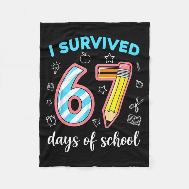 Cobertor De Velo I Survived 67 Days Of School Funny 67 Meme Teacher (Frente)