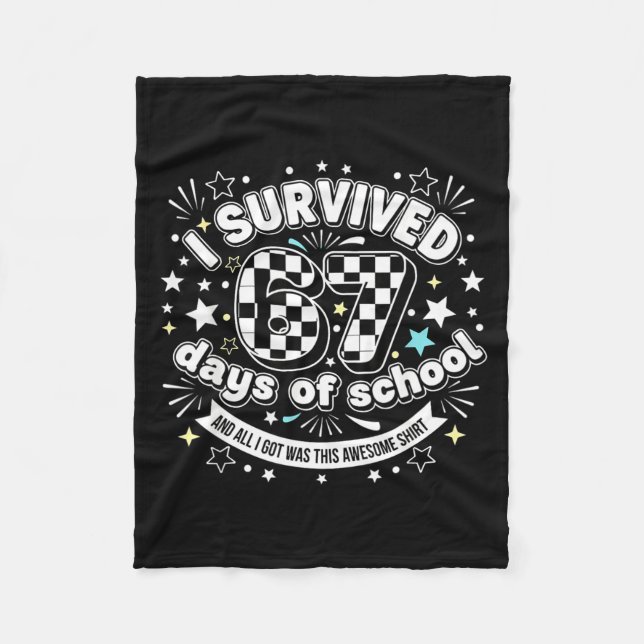 Cobertor De Velo I Survived 67 Days Of School Funny 67 Teachers Stu (Frente)