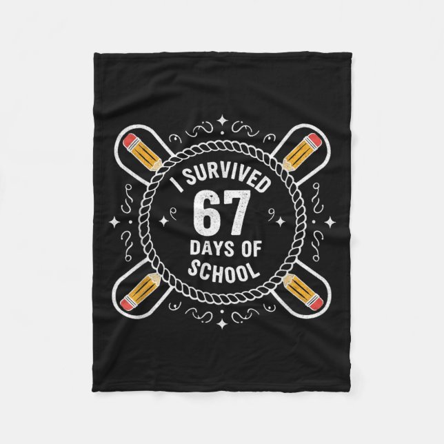 Cobertor De Velo I Survived 67 Days Of School Funny 67 Teachers Stu (Frente)