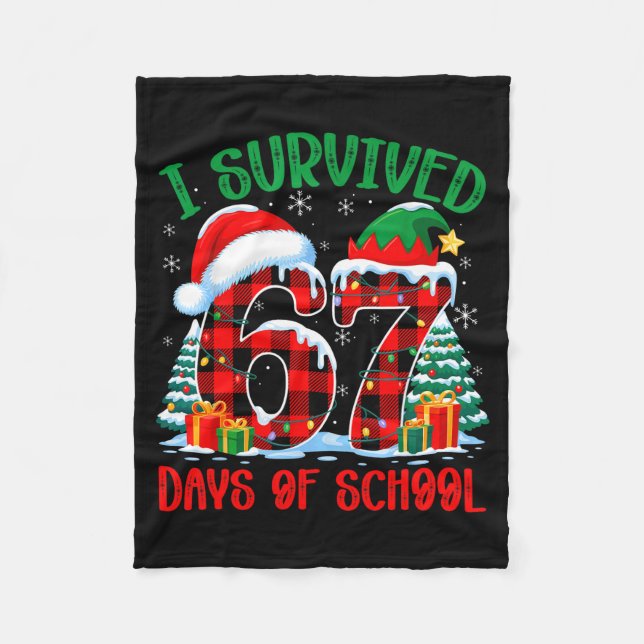 Cobertor De Velo I Survived 67 Days Of School Funny Christmas Six S (Frente)