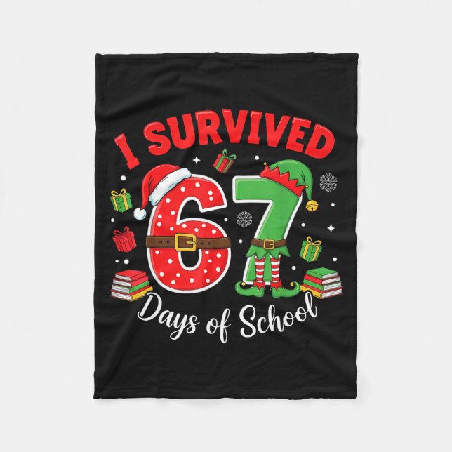 Cobertor De Velo I Survived 67 Days Of School Funny Christmas Teach (Frente)