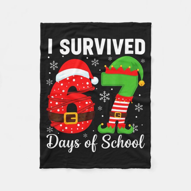 Cobertor De Velo I Survived 67 Days Of School Funny Elf Christmas S (Frente)