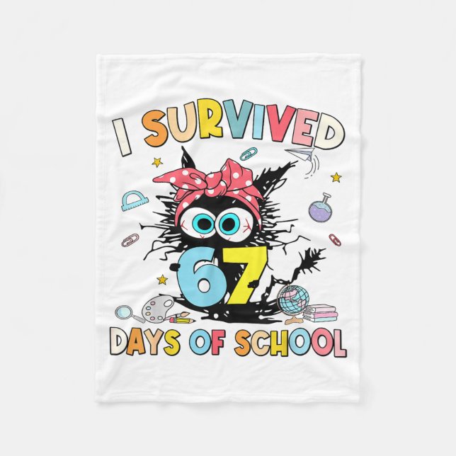 Cobertor De Velo I Survived 67 Days Of School Funny Meme Teacher St (Frente)