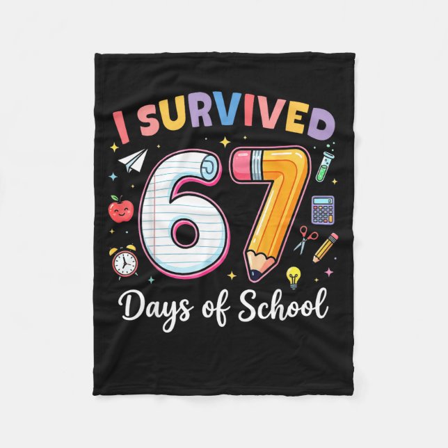Cobertor De Velo I Survived 67 Days Of School Funny Meme Teacher St (Frente)