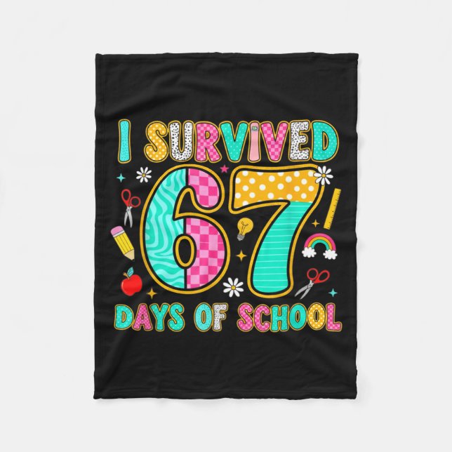 Cobertor De Velo I Survived 67 Days Of School Funny Meme Teacher St (Frente)