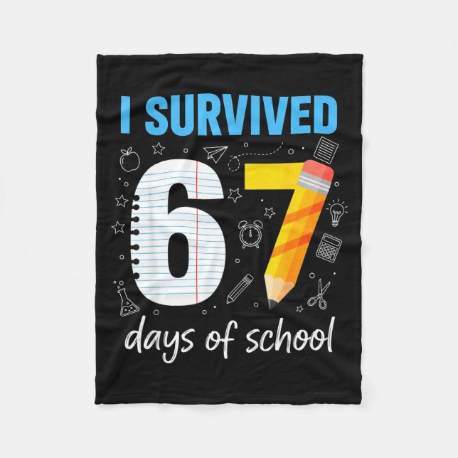 Cobertor De Velo I Survived 67 Days Of School Funny Meme Teacher St (Frente)