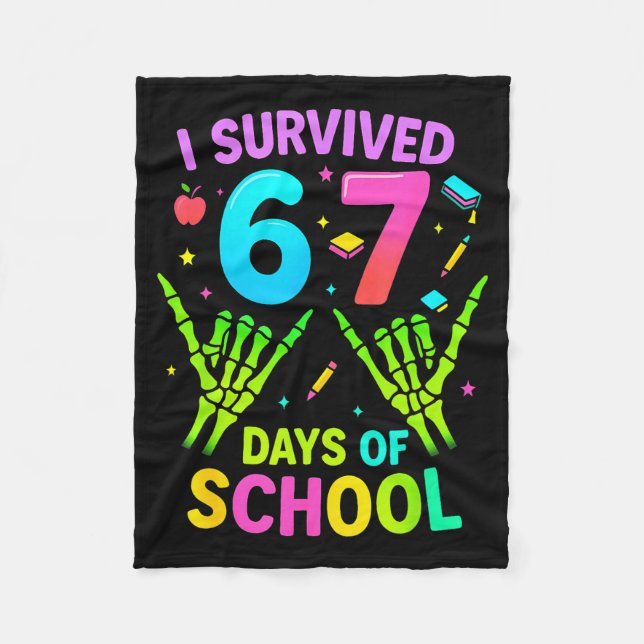 Cobertor De Velo I Survived 67 Days Of School Funny Meme Teacher St (Frente)