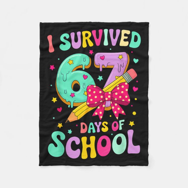 Cobertor De Velo I Survived 67 Days Of School Funny Meme Teacher St (Frente)