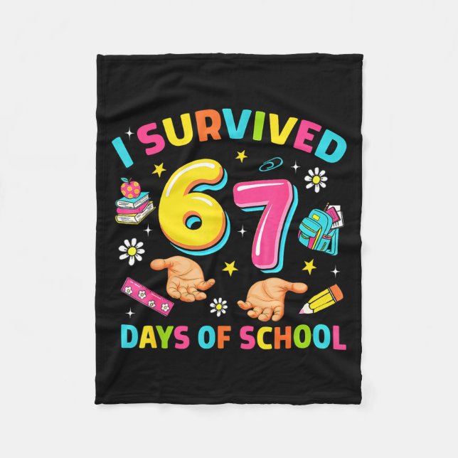 Cobertor De Velo I Survived 67 Days Of School Funny Six Seven Meme  (Frente)