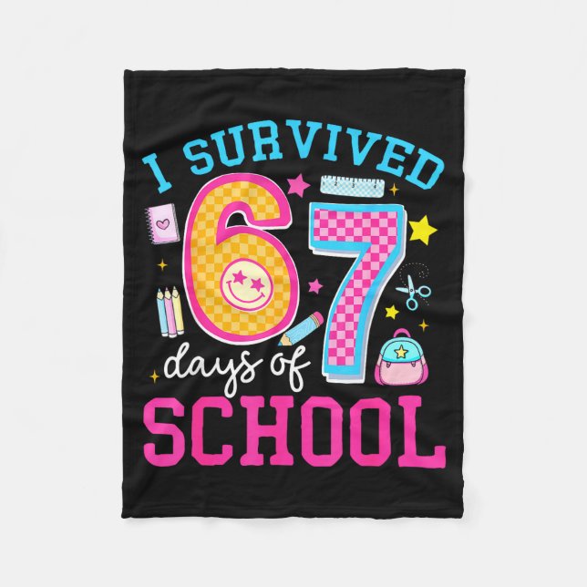 Cobertor De Velo I Survived 67 Days Of School Meme Six Seven Teache (Frente)