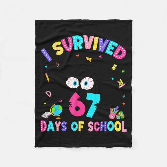 Cobertor De Velo I Survived 67 Days Of School Six Seven Meme Slang  (Frente)