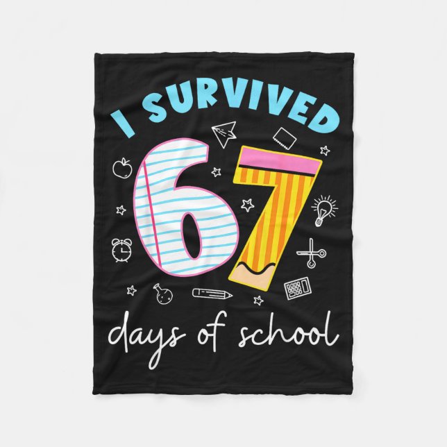 Cobertor De Velo I Survived 67 Days Of School Six Seven Meme Teache (Frente)