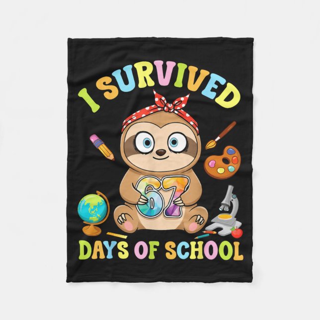 Cobertor De Velo I Survived Six Seven Days Of School Cute Sloth Stu (Frente)
