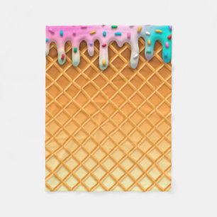 Cobertor De Velo Ice Cream Drip Waffle Cone Pink With Sprinkles