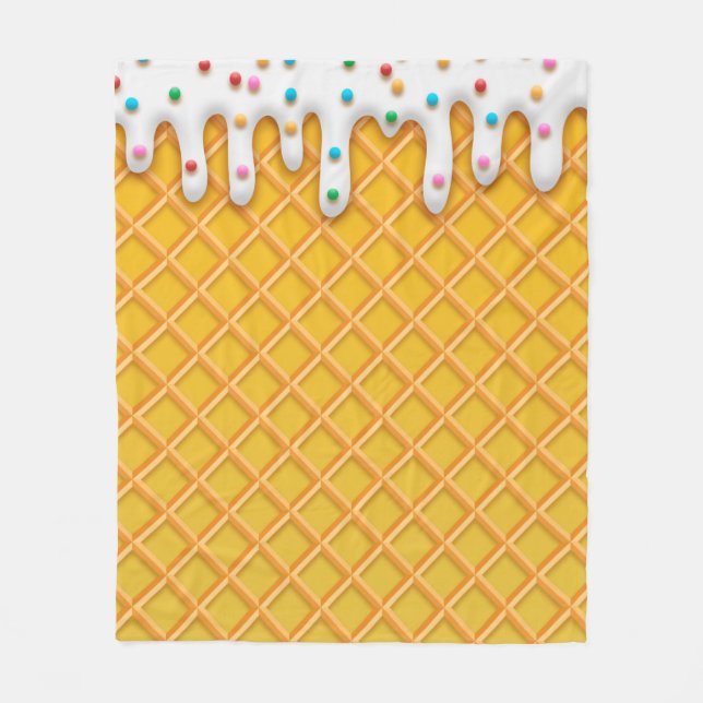 Cobertor De Velo Ice Cream Drip Waffle Cone With Sprinkles (Frente)