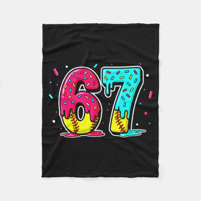 Cobertor De Velo Ice Cream Dripng Softball Drip Funny 6 7 Six Seven (Frente)