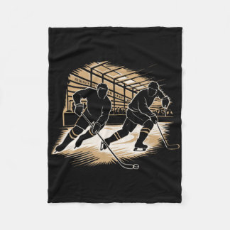 Cobertor De Velo Ice Hockey Action Silhouette Graphic _3 