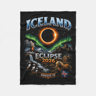 Cobertor De Velo Iceland Total Solar Eclipse 2026 Design