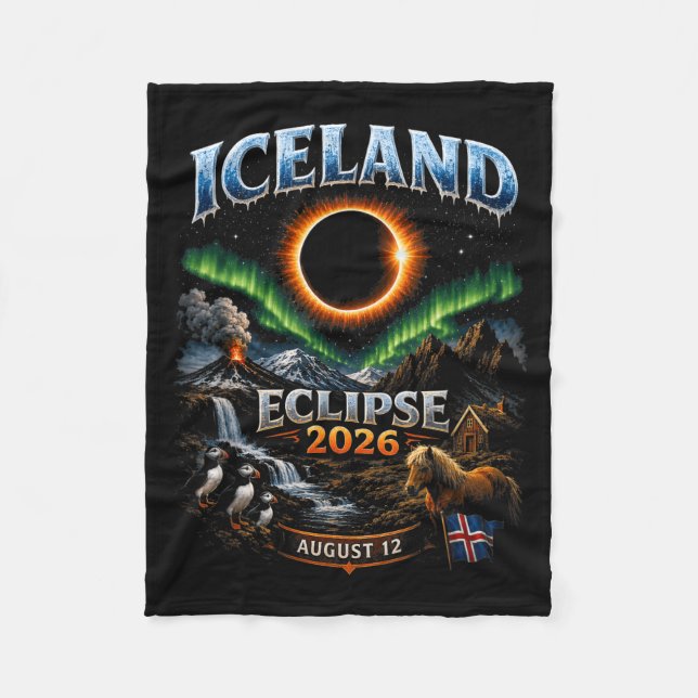Cobertor De Velo Iceland Total Solar Eclipse 2026 Design (Frente)