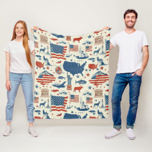 Cobertor De Velo Ícones Patrióticos - Estátua da Liberdade, Bandeir