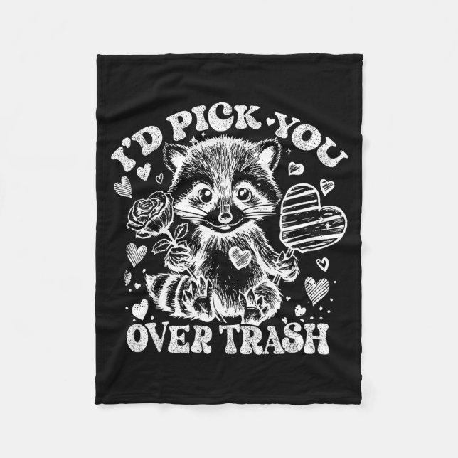 Cobertor De Velo I'd Ck You Over Trash Funny Raccoon Retro Valentin (Frente)