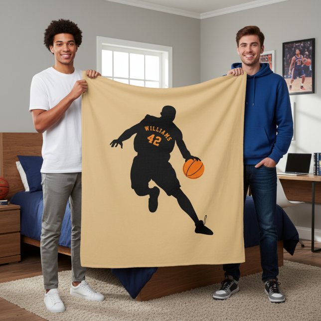 Cobertor De Velo Ideia de Presente para um Jogador de Basquete: Cob (Custom name and jersey number basketball player blanket!)