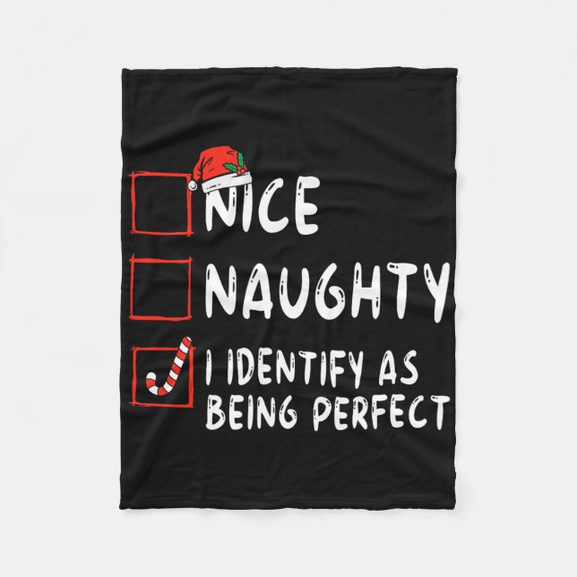 Cobertor De Velo Identify As Perfect Fun Naughty Nice List Christma (Frente)
