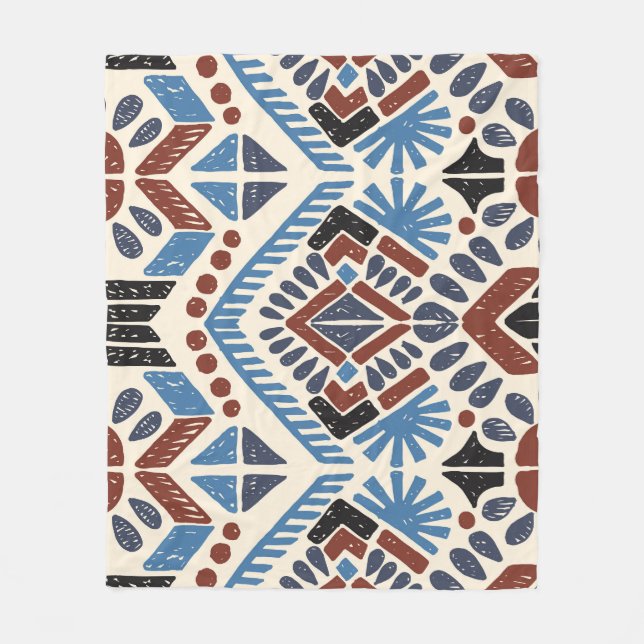 Cobertor De Velo Ikat Aztec: Ornamento Geométrico Étnico. (Frente)