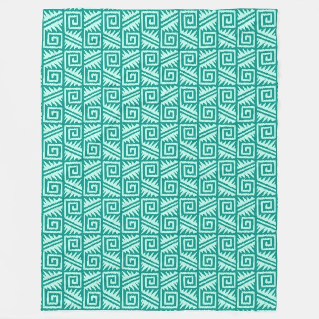 Cobertor De Velo Ikat Aztec Pattern - Turquoise e Aqua (Frente)