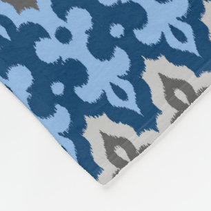 Cobertor De Velo Ikat Damask, Blue e Cinzas / Cinza marroquino