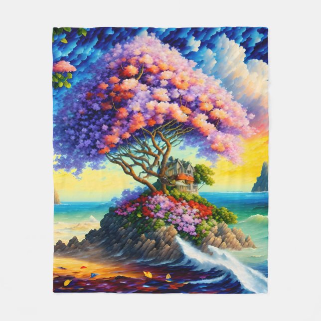 Cobertor De Velo Ilha oculta no oceano (Frente)