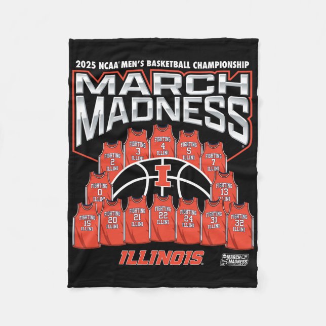 Cobertor De Velo Illinois March Madness 2025 Men's Sketll Nil  (Frente)