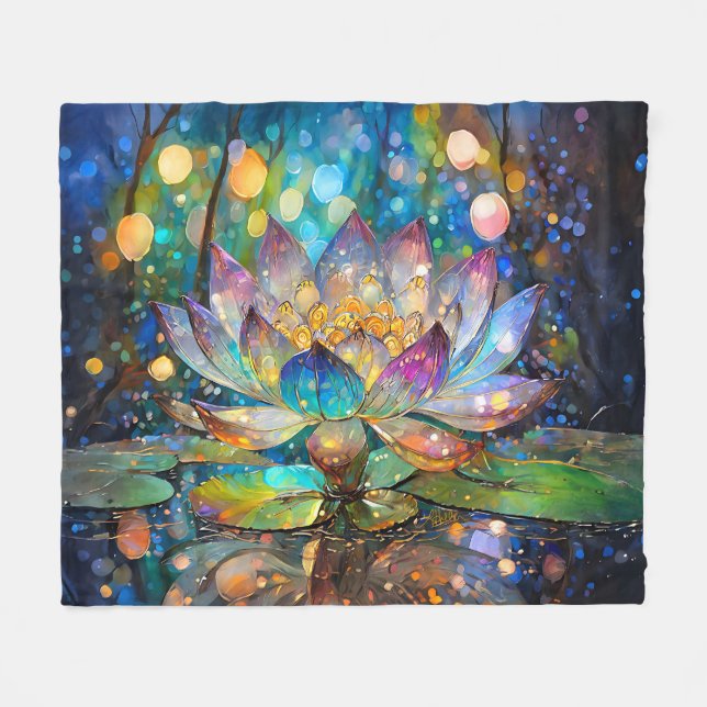 Cobertor De Velo Illuminated Blooming Lotus Flower (Frente (Horizontal))