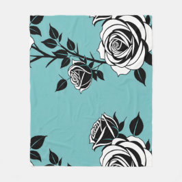 Cobertor De Velo Illustrated Black And White Roses 
