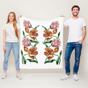 Cobertor De Velo Ilustração Botânica de Tulipas Vintage