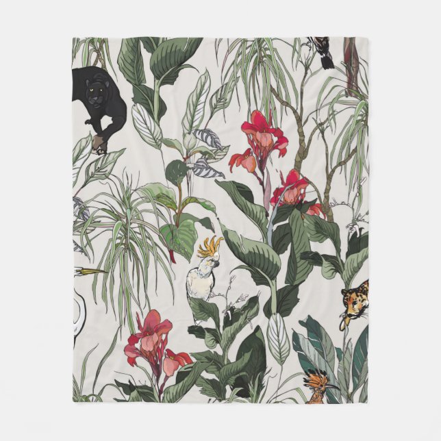 Cobertor De Velo Ilustração Botânica Desenhada à Mão Ininterrupta (Frente)