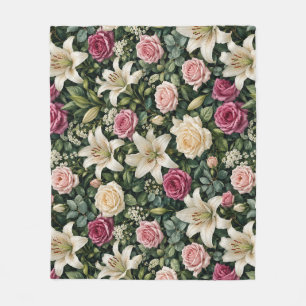 Cobertor De Velo Ilustração Botânica Floral de Magnólia Luxuriante