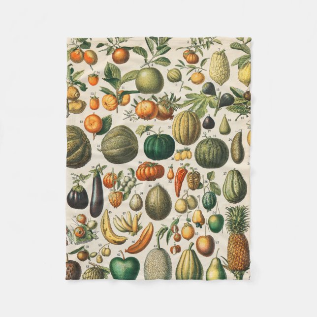 Cobertor De Velo Ilustração Científica Botânica Vegetal fruta (Frente)