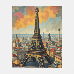 Cobertor De Velo Ilustração Colorida da Torre Deco Eiffel