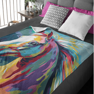 Cobertor De Velo Ilustração da Cabeça de Cavalo das Aquarelas