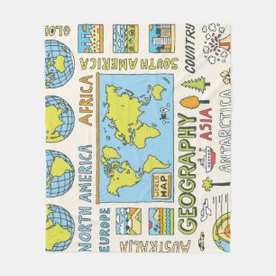 Cobertor De Velo Ilustração da Geografia da Vintagem Desenhada à Mã