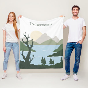 Cobertor De Velo Ilustração da Natureza com Nome Personalizado