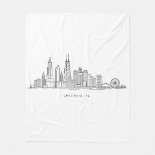 Cobertor De Velo Ilustração da paisagem urbana da cidade de Chicago
