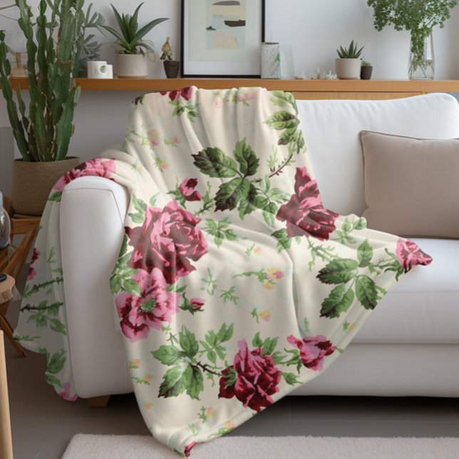 Cobertor De Velo Ilustração da safra de rosas em base neutra (Criador carregado)