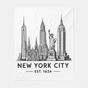 Cobertor De Velo Ilustração da Silhueta de Nova York com Estátua da