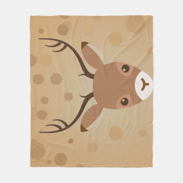 Cobertor De Velo ilustração das renas sobre fundo castanho (Frente)