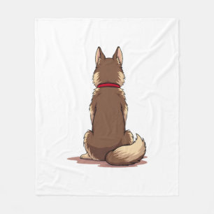 Cobertor De Velo Ilustração de cachorro Husky vista traseira vintag